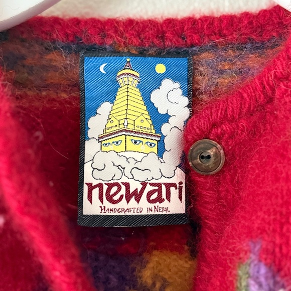 Newari Women's Red 100% Wool Cardigan Sweater size S/M - Picture 3 of 9